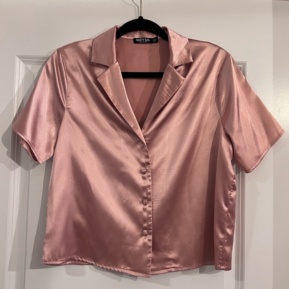 Nasty Gal Silk Button Up Top